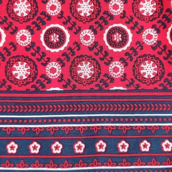 🔺️Anthropologie Fleur Bleue Red & Blue Print Popover 3/4 Sleeve Top Medium - Picture 8 of 11